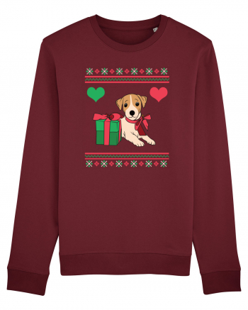 În stil ugly sweater - Cadou cu catel dragut Burgundy