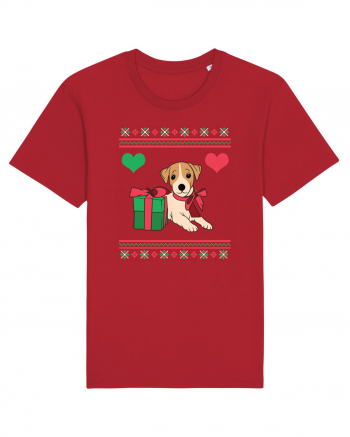 În stil ugly sweater - Cadou cu catel dragut Red