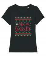 În stil ugly sweater - Moș Crăcilă Tricou mânecă scurtă guler larg fitted Damă Expresser