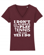 TENNIS Tricou mânecă scurtă guler V Damă Evoker