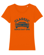 Masina Retro Clasica Tricou mânecă scurtă guler larg fitted Damă Expresser