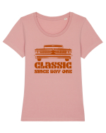 Masina Retro Clasica Tricou mânecă scurtă guler larg fitted Damă Expresser
