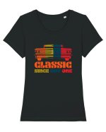 Masina Retro Clasica Tricou mânecă scurtă guler larg fitted Damă Expresser