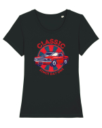 Masina Retro Clasica Tricou mânecă scurtă guler larg fitted Damă Expresser