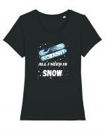 All I Need Is Snow & Snowboard Tricou mânecă scurtă guler larg fitted Damă Expresser