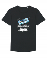 All I Need Is Snow & Snowboard Tricou mânecă scurtă guler larg Bărbat Skater