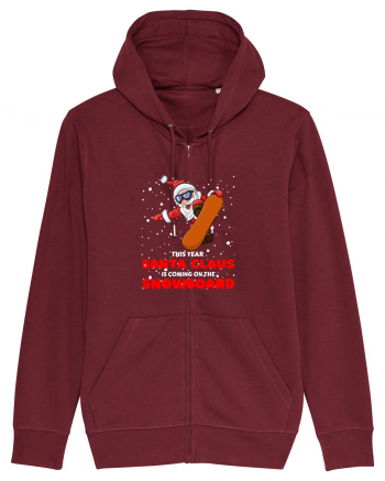 This Year Santa Claus Is Coming On The Snowboard Burgundy