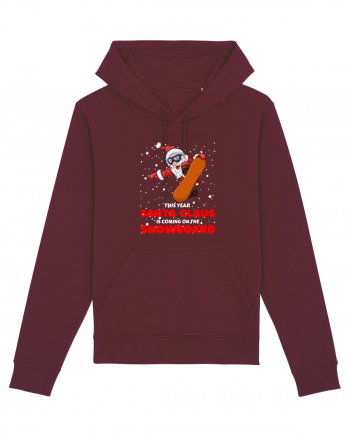 This Year Santa Claus Is Coming On The Snowboard Burgundy