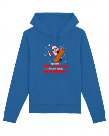 This Year Santa Claus Is Coming On The Snowboard Royal Blue