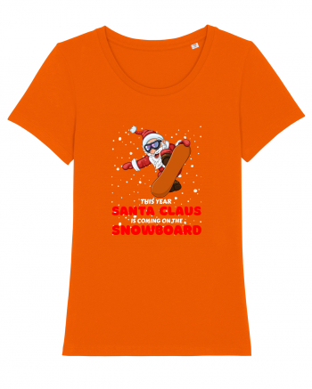 This Year Santa Claus Is Coming On The Snowboard Bright Orange