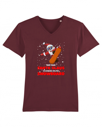 This Year Santa Claus Is Coming On The Snowboard Burgundy