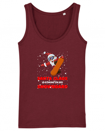 Santa Claus Is Coming On His Snowboard Burgundy