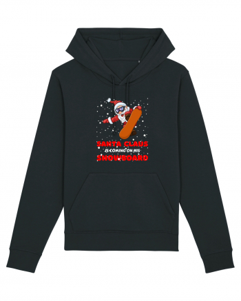 Santa Claus Is Coming On His Snowboard Black