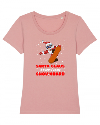 Santa Claus Is Coming On His Snowboard Canyon Pink