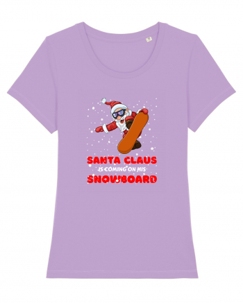 Santa Claus Is Coming On His Snowboard Lavender Dawn