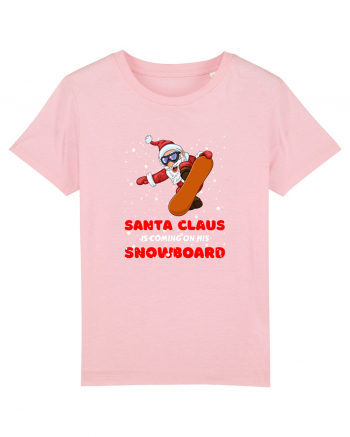 Santa Claus Is Coming On His Snowboard Cotton Pink