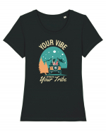 Your vibe attracts your tribe - culori inchise Tricou mânecă scurtă guler larg fitted Damă Expresser