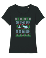 Pentru alergatori - Oh what fun it is to run Tricou mânecă scurtă guler larg fitted Damă Expresser