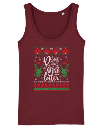 in stil ugly sweater - Run now wine later Burgundy