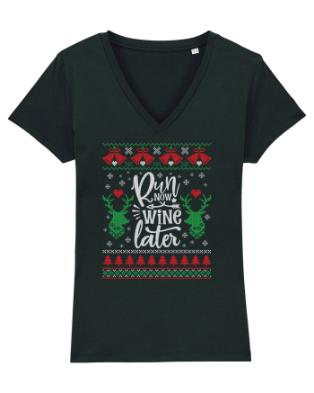 in stil ugly sweater - Run now wine later Black