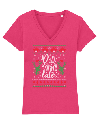 in stil ugly sweater - Run now wine later Raspberry