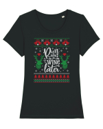 in stil ugly sweater - Run now wine later Tricou mânecă scurtă guler larg fitted Damă Expresser