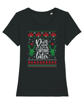in stil ugly sweater - Run now wine later Black