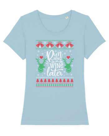 in stil ugly sweater - Run now wine later Sky Blue