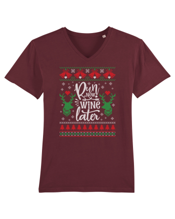 in stil ugly sweater - Run now wine later Burgundy