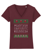Pentru alergatori - Santa's favourite runner Tricou mânecă scurtă guler V Damă Evoker
