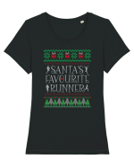 Pentru alergatori - Santa's favourite runner Tricou mânecă scurtă guler larg fitted Damă Expresser