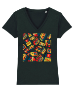 Retro Nostalgia Tricou mânecă scurtă guler V Damă Evoker