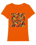 Retro Nostalgia Tricou mânecă scurtă guler larg fitted Damă Expresser