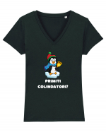 Primiti Colindatori? Tricou mânecă scurtă guler V Damă Evoker