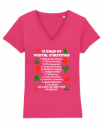 POSTAL CHRISTMAS Tricou mânecă scurtă guler V Damă Evoker