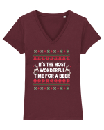 CHRISTMAS BEER Tricou mânecă scurtă guler V Damă Evoker