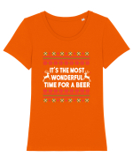 CHRISTMAS BEER Tricou mânecă scurtă guler larg fitted Damă Expresser