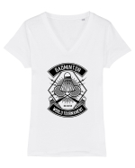 Badminton Championship Black Tricou mânecă scurtă guler V Damă Evoker