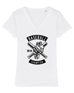 Baseball Skeleton Black Tricou mânecă scurtă guler V Damă Evoker