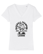 Baseball Champion Black Tricou mânecă scurtă guler V Damă Evoker