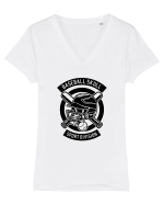 Baseball Skull Black Tricou mânecă scurtă guler V Damă Evoker