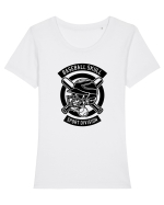 Baseball Skull Black Tricou mânecă scurtă guler larg fitted Damă Expresser