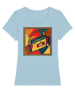Retro Cassette Player Tricou mânecă scurtă guler larg fitted Damă Expresser