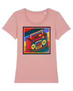 Retro Cassette Player Tricou mânecă scurtă guler larg fitted Damă Expresser