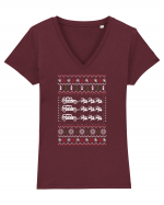 CHRISTMAS CAR Tricou mânecă scurtă guler V Damă Evoker