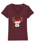 Christmas Reindeer Tricou mânecă scurtă guler V Damă Evoker