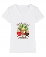 Coffee Obsessed Tricou mânecă scurtă guler V Damă Evoker