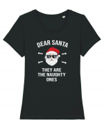 Dear Santa They Are The Naughty Ones Tricou mânecă scurtă guler larg fitted Damă Expresser