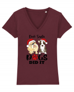 Dear Santa Dogs Did It Tricou mânecă scurtă guler V Damă Evoker