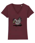 PELICAN CU DINTI Tricou mânecă scurtă guler V Damă Evoker